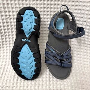 NWOT Teva Tirra Blue and Gray Sport Sandals with Adjustable Straps